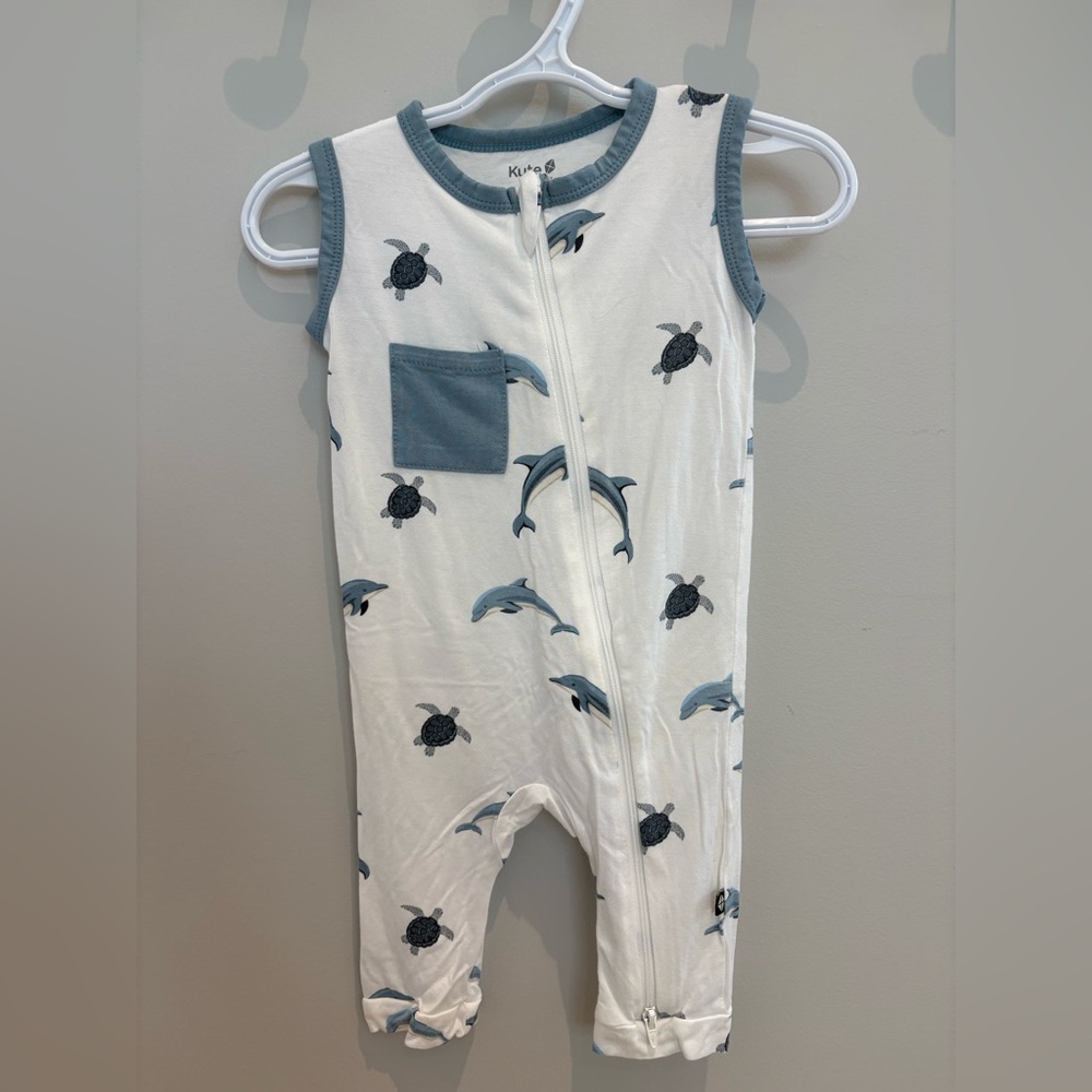 Kyte BABY Zippered Sleeveless Romper in Dolphin